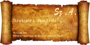 Szotyori Apolló névjegykártya